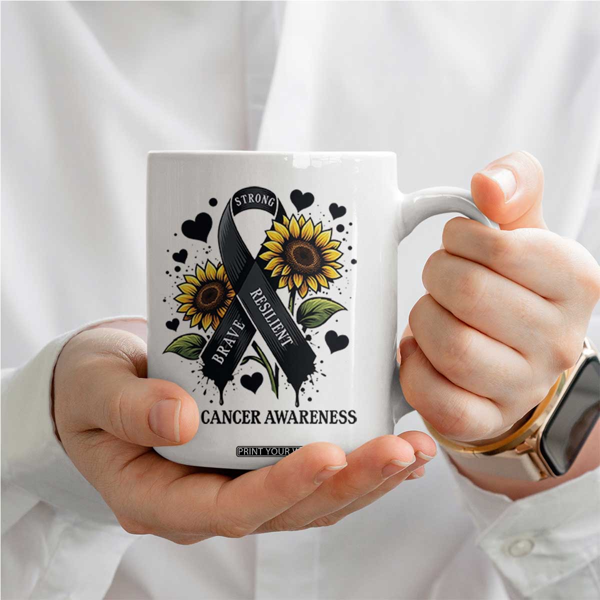 Sunflower Skin Cancer Awareness Coffee Mug Brave Strong Resilient TS12 Print Your Wear