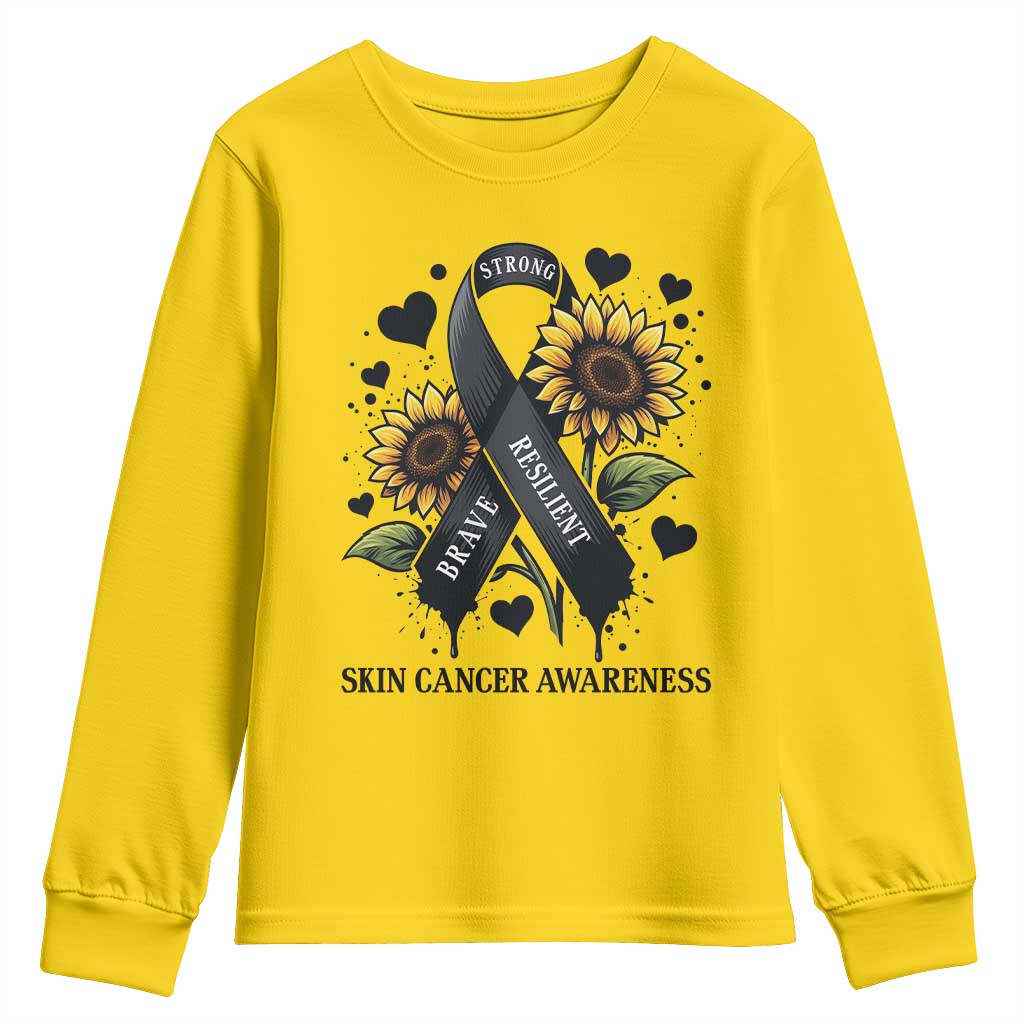 Sunflower Skin Cancer Awareness Youth Sweatshirt Brave Strong Resilient TS12 Daisy Print Your Wear