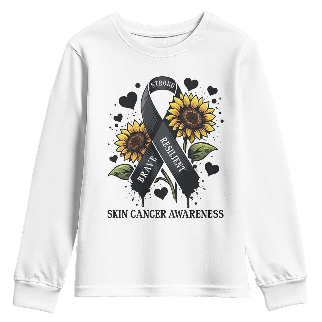 Sunflower Skin Cancer Awareness Youth Sweatshirt Brave Strong Resilient TS12 White Print Your Wear