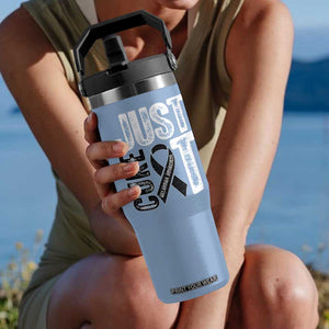 Skin Cancer Warrior Awareness Fighter Flip Straw Tumbler Just Cure It TS12 One Size: 30 oz Light Blue Print Your Wear