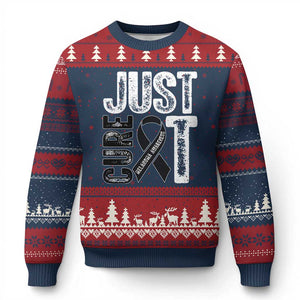 Skin Cancer Warrior Awareness Fighter Ugly Christmas Sweater Just Cure It TS12 Navy Red Print Your Wear