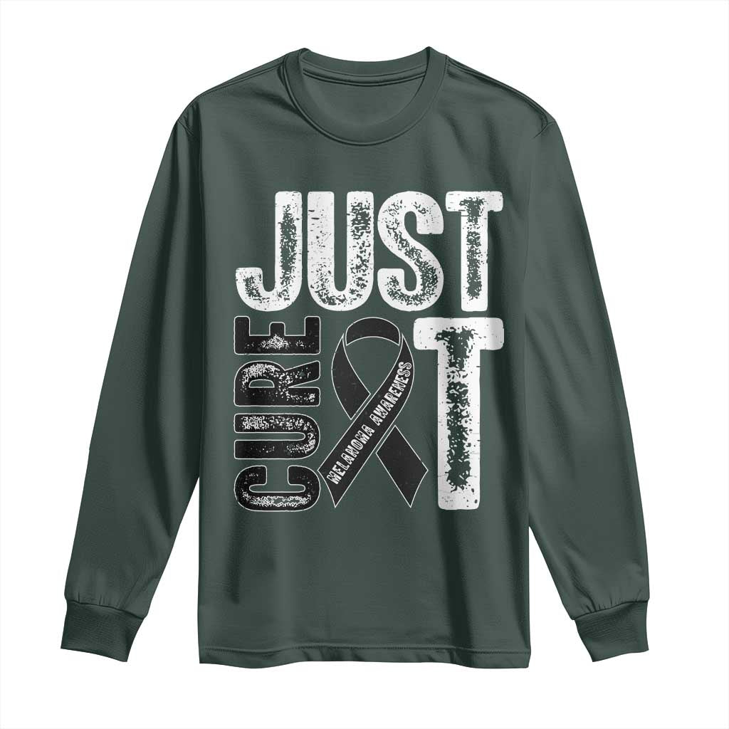 Skin Cancer Warrior Awareness Fighter Long Sleeve Shirt Just Cure It TS12 Dark Forest Green Print Your Wear