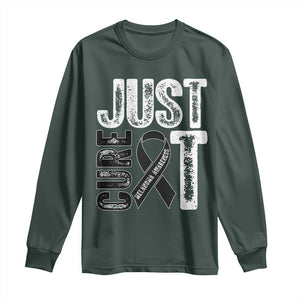 Skin Cancer Warrior Awareness Fighter Long Sleeve Shirt Just Cure It TS12 Dark Forest Green Print Your Wear