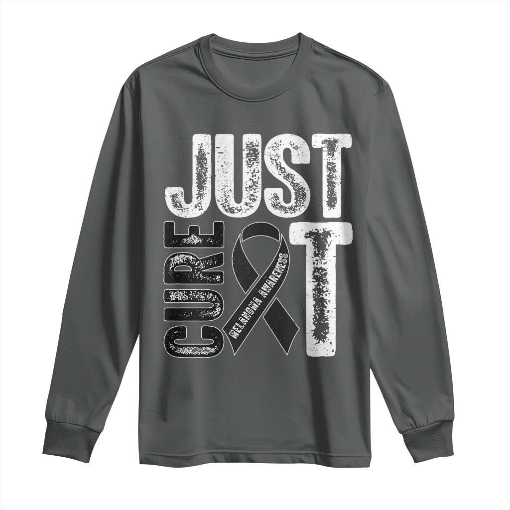 Skin Cancer Warrior Awareness Fighter Long Sleeve Shirt Just Cure It TS12 Dark Heather Print Your Wear