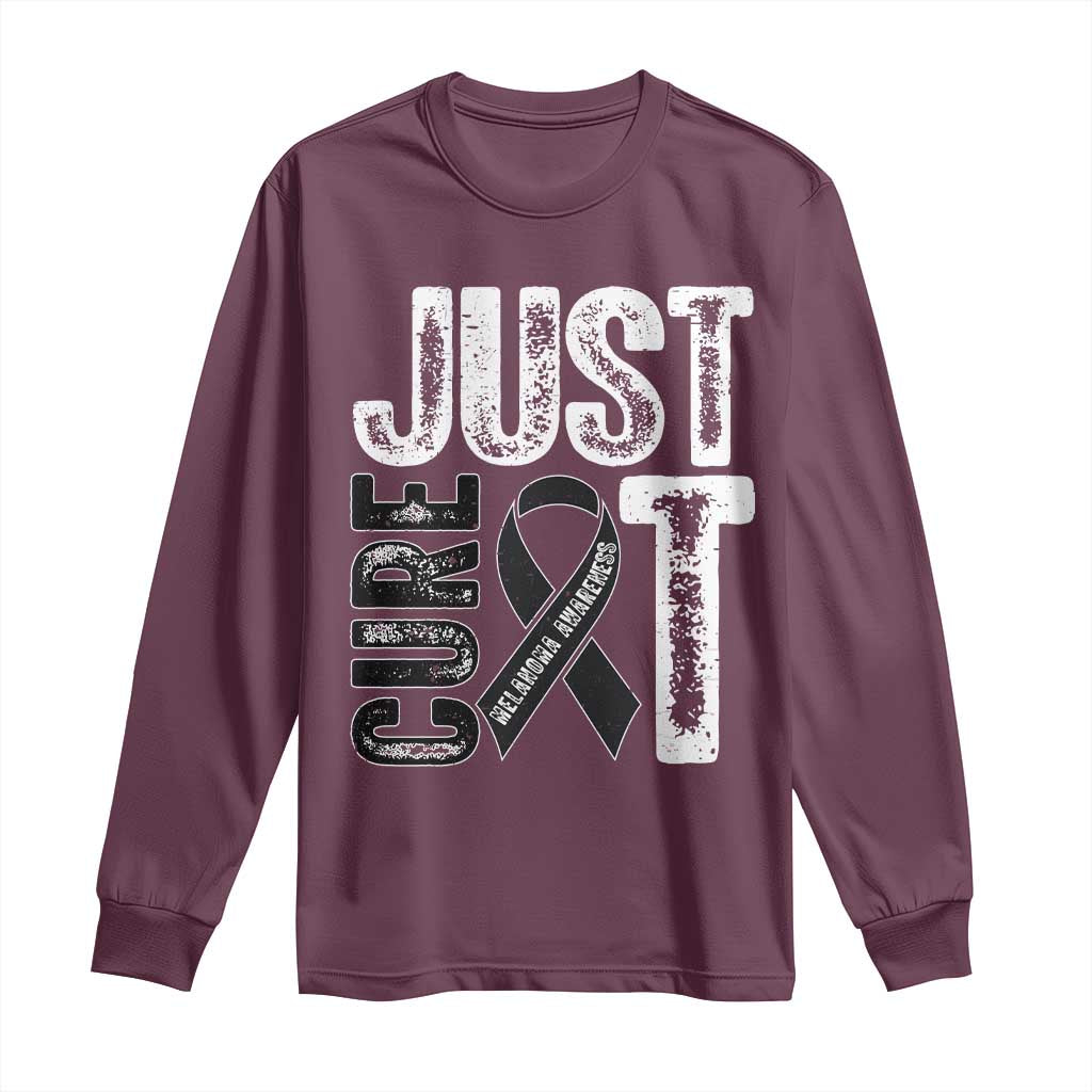Skin Cancer Warrior Awareness Fighter Long Sleeve Shirt Just Cure It TS12 Maroon Print Your Wear