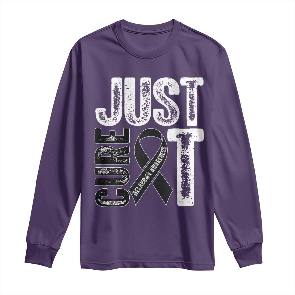 Skin Cancer Warrior Awareness Fighter Long Sleeve Shirt Just Cure It TS12 Purple Print Your Wear