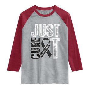 Skin Cancer Warrior Awareness Fighter Raglan Shirt Just Cure It TS12 Heather Gray Heather Red Print Your Wear