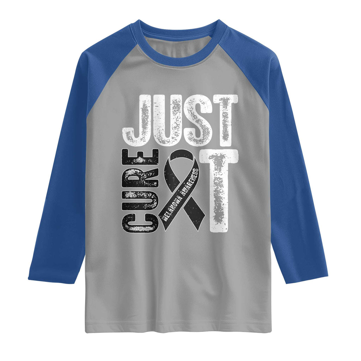Skin Cancer Warrior Awareness Fighter Raglan Shirt Just Cure It TS12 Sport Gray Royal Print Your Wear