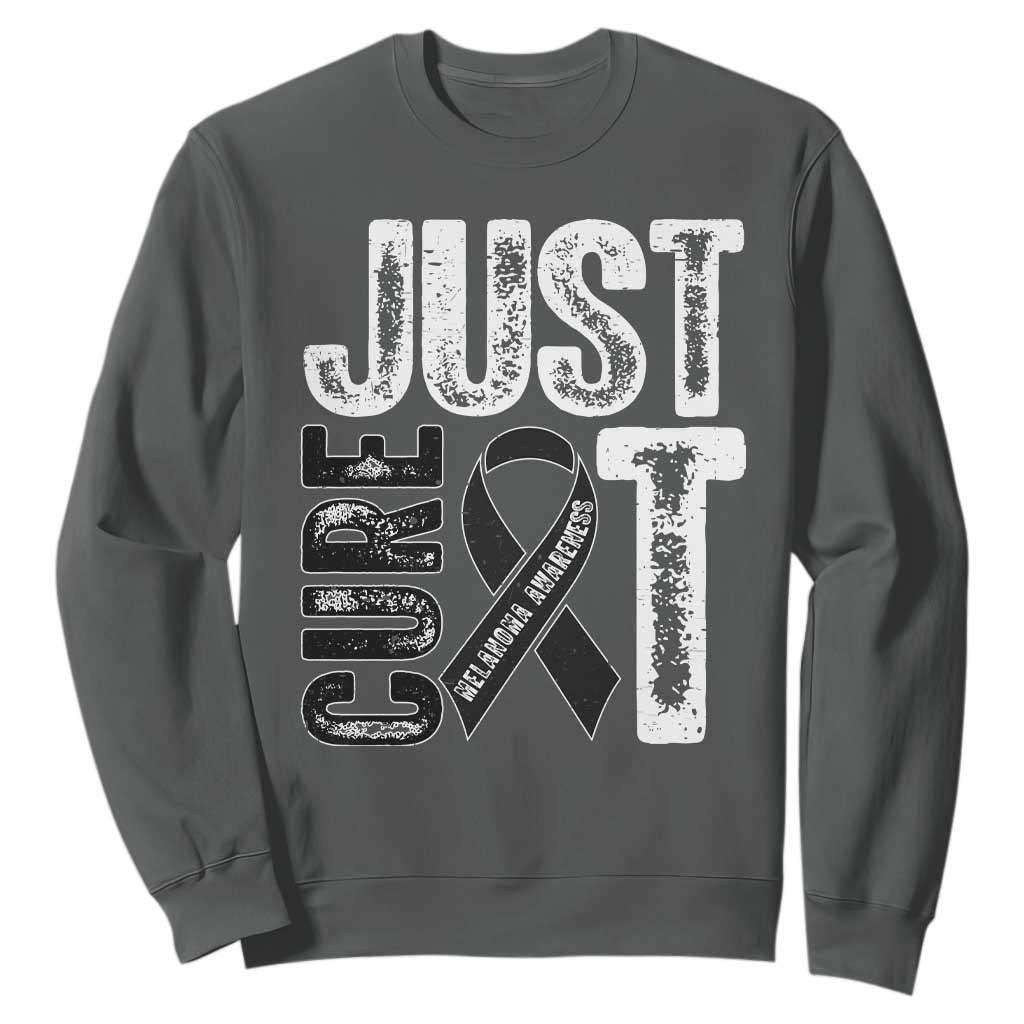 Skin Cancer Warrior Awareness Fighter Sweatshirt Just Cure It TS12 Dark Heather Print Your Wear