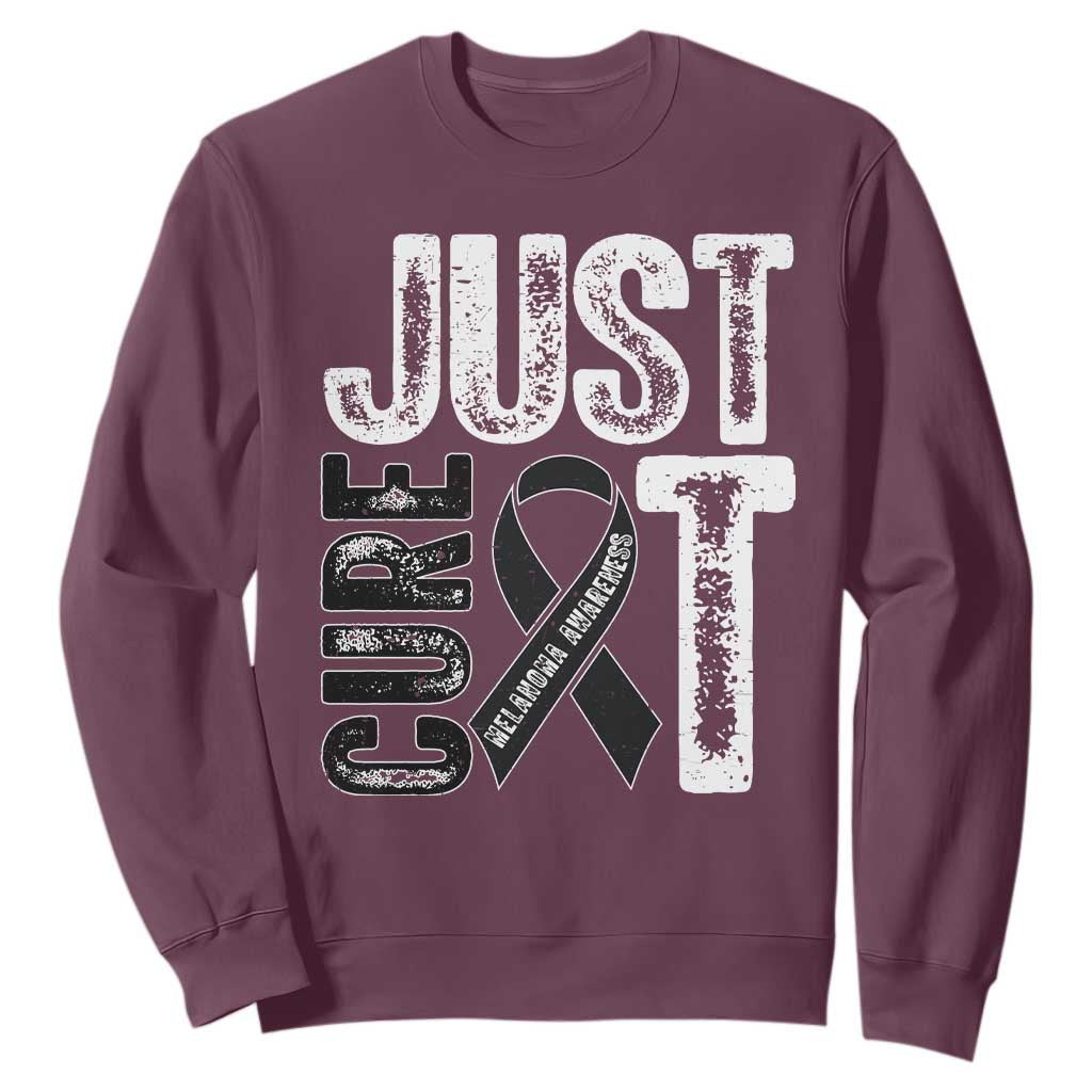 Skin Cancer Warrior Awareness Fighter Sweatshirt Just Cure It TS12 Maroon Print Your Wear