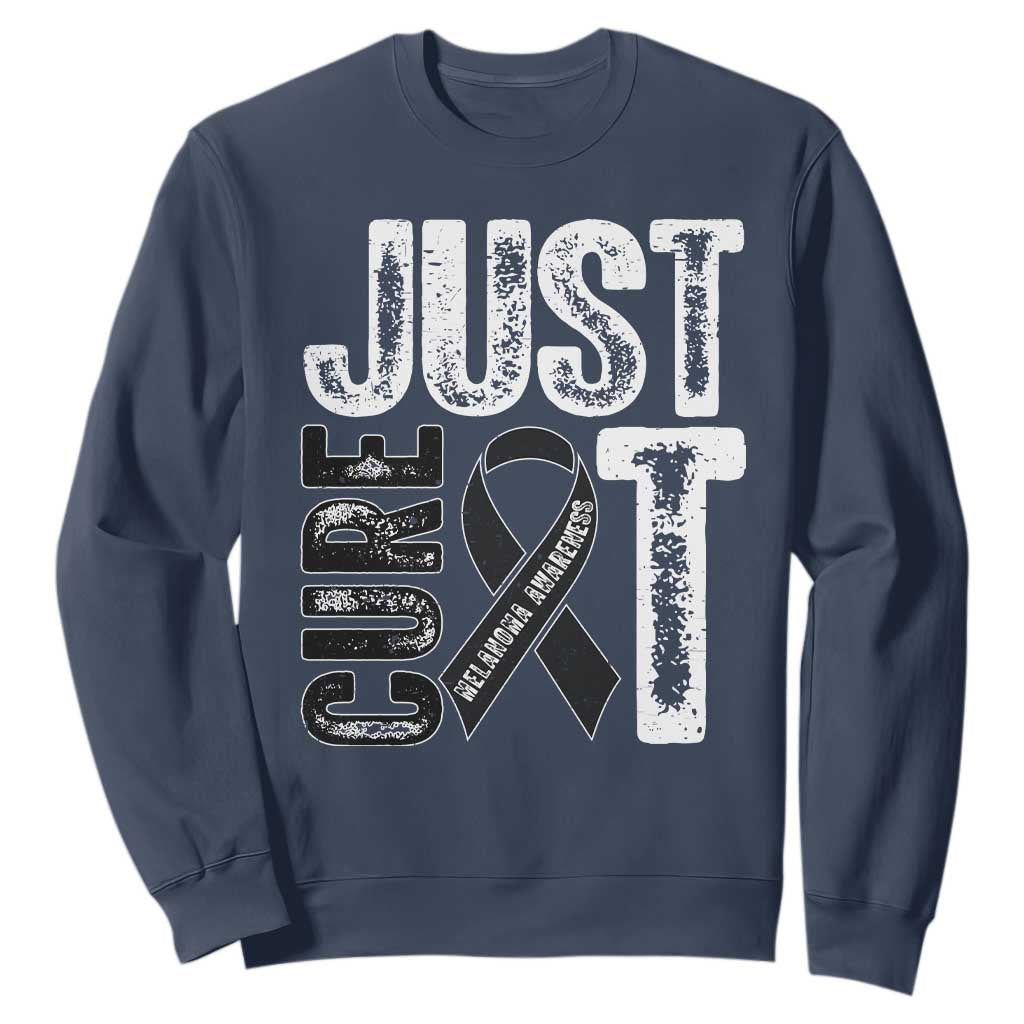 Skin Cancer Warrior Awareness Fighter Sweatshirt Just Cure It TS12 Navy Print Your Wear