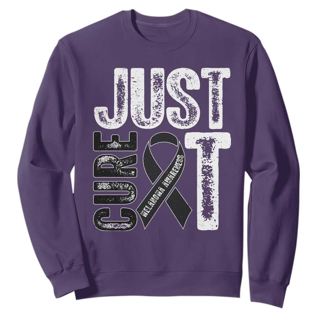Skin Cancer Warrior Awareness Fighter Sweatshirt Just Cure It TS12 Purple Print Your Wear