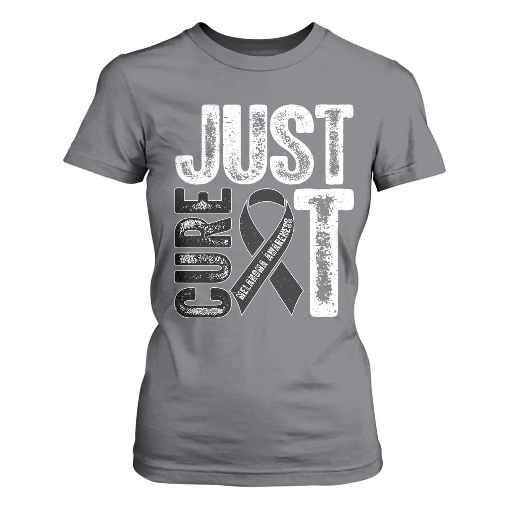 Skin Cancer Warrior Awareness Fighter T Shirt For Women Just Cure It TS12 Charcoal Print Your Wear