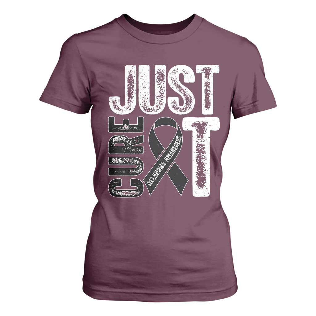 Skin Cancer Warrior Awareness Fighter T Shirt For Women Just Cure It TS12 Maroon Print Your Wear
