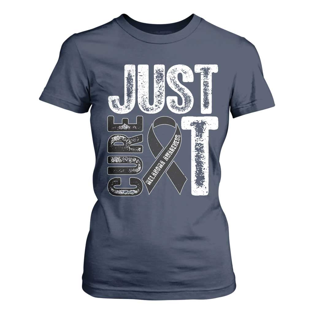 Skin Cancer Warrior Awareness Fighter T Shirt For Women Just Cure It TS12 Navy Print Your Wear