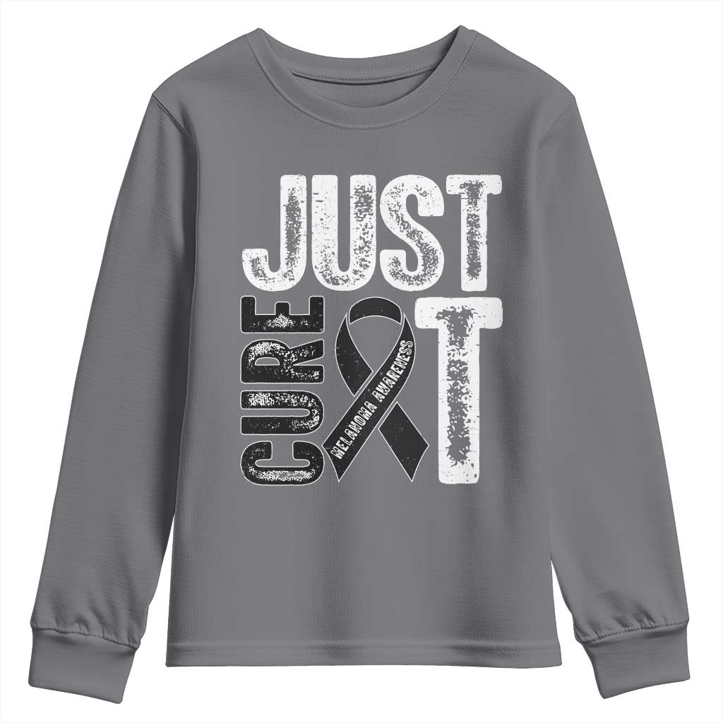 Skin Cancer Warrior Awareness Fighter Youth Sweatshirt Just Cure It TS12 Charcoal Print Your Wear
