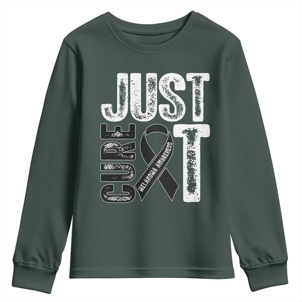 Skin Cancer Warrior Awareness Fighter Youth Sweatshirt Just Cure It TS12 Dark Forest Green Print Your Wear