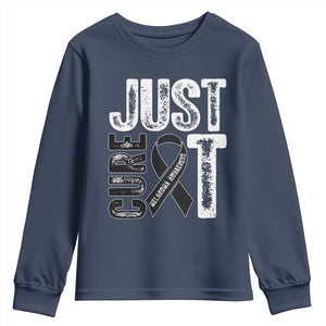 Skin Cancer Warrior Awareness Fighter Youth Sweatshirt Just Cure It TS12 Navy Print Your Wear