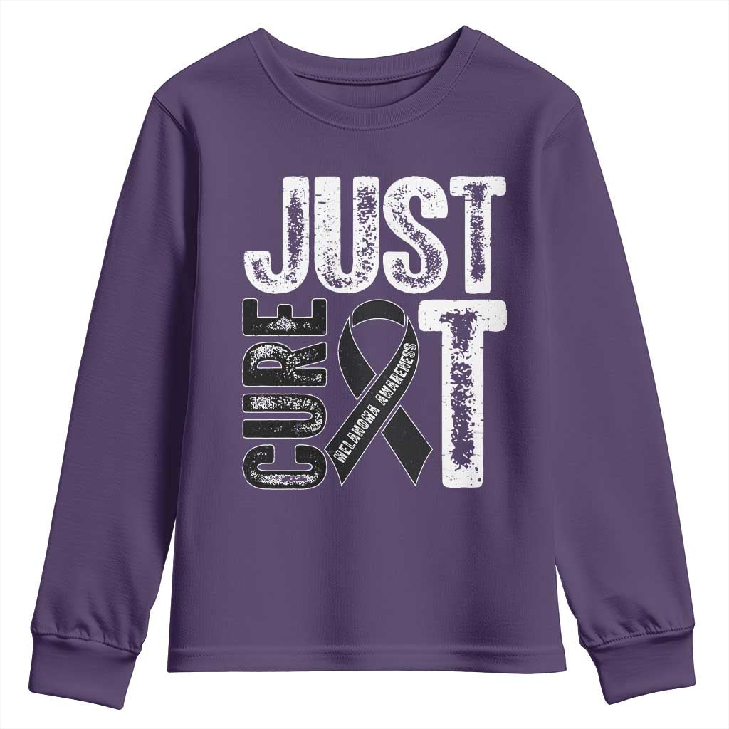 Skin Cancer Warrior Awareness Fighter Youth Sweatshirt Just Cure It TS12 Purple Print Your Wear