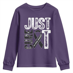 Skin Cancer Warrior Awareness Fighter Youth Sweatshirt Just Cure It TS12 Purple Print Your Wear