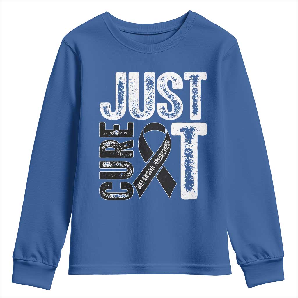 Skin Cancer Warrior Awareness Fighter Youth Sweatshirt Just Cure It TS12 Royal Blue Print Your Wear