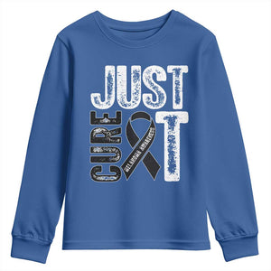 Skin Cancer Warrior Awareness Fighter Youth Sweatshirt Just Cure It TS12 Royal Blue Print Your Wear
