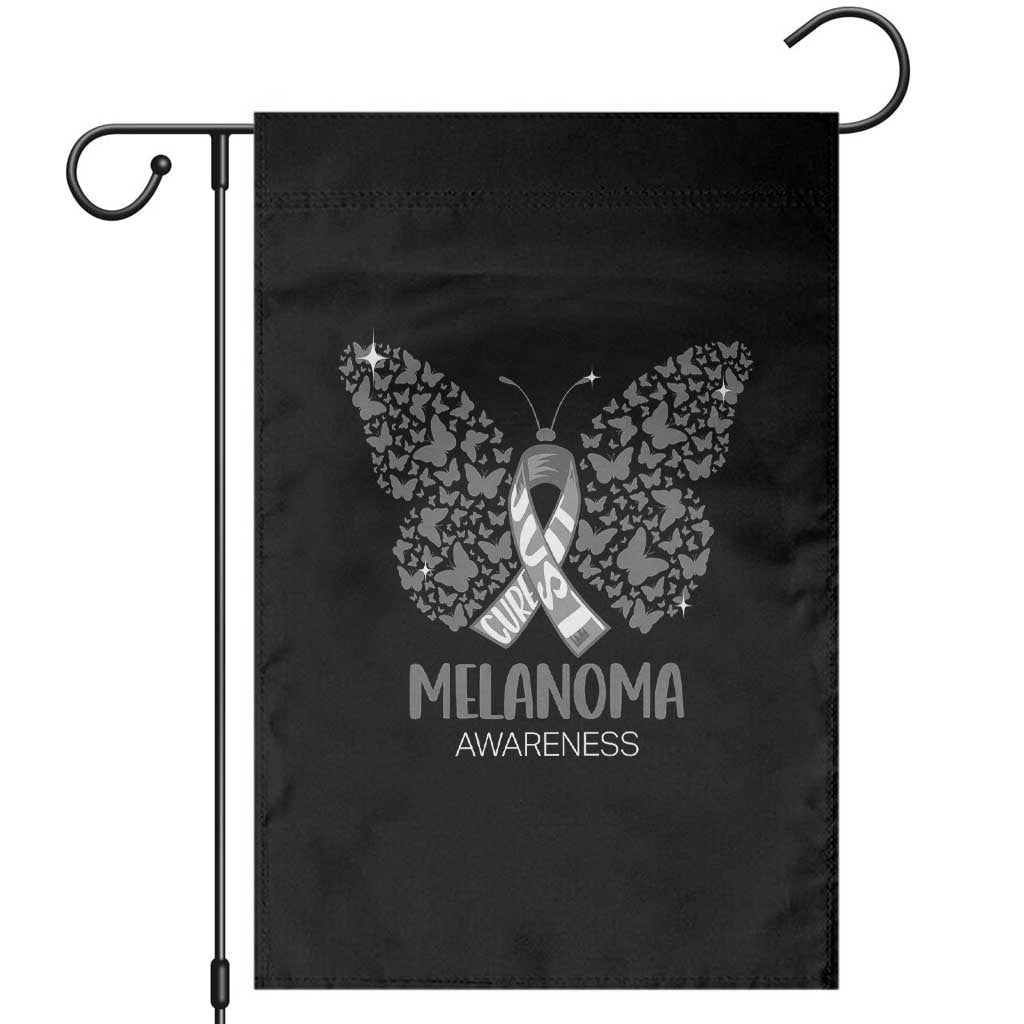 Just Cure It Garden Flag Melanoma Warrior Butterfly Support TS12 Black Print Your Wear