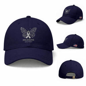 Just Cure It Baseball Cap Melanoma Warrior Butterfly Support TS12 Baseball Cap Universal Fit Dark Blue Print Your Wear