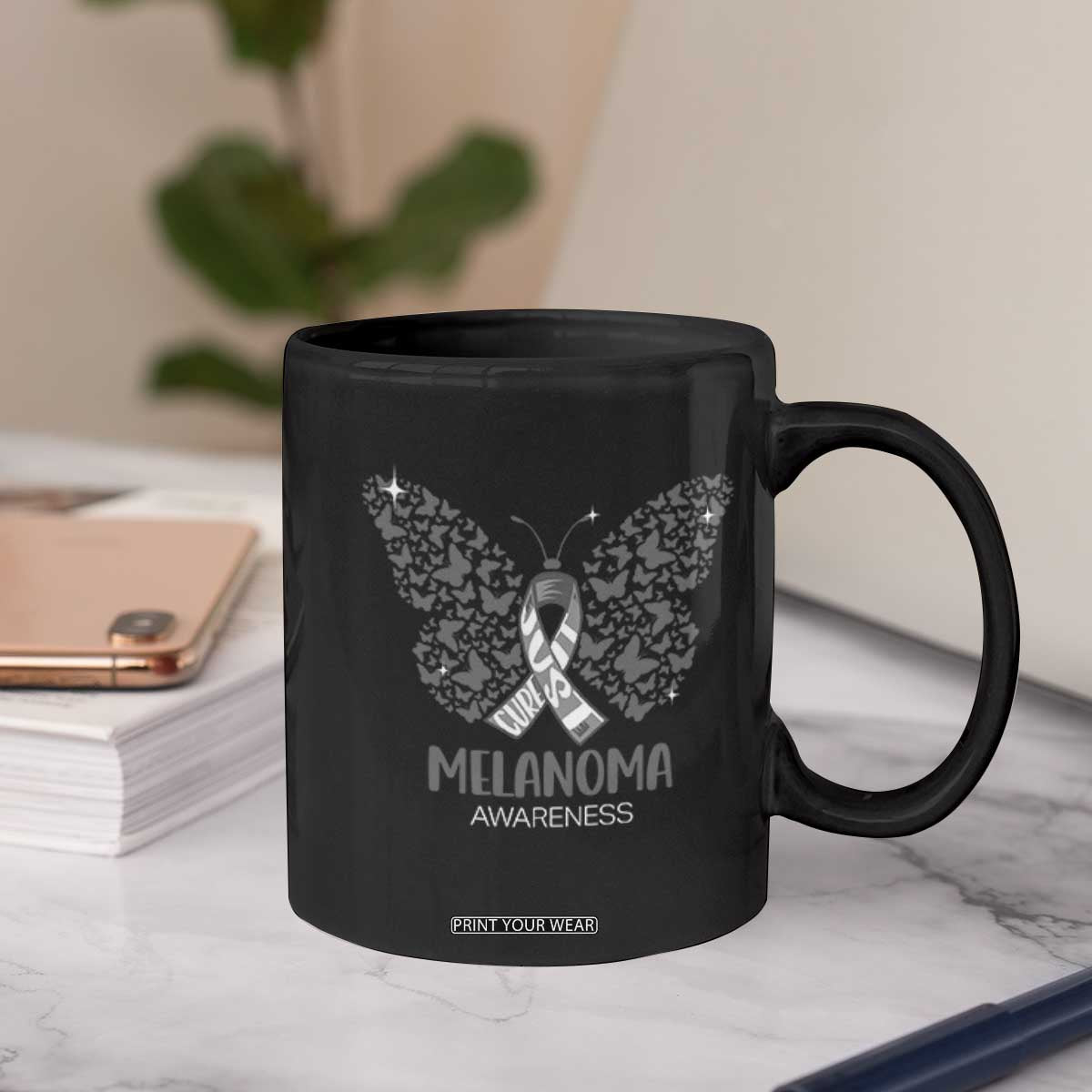 Just Cure It Coffee Mug Melanoma Warrior Butterfly Support TS12 Print Your Wear