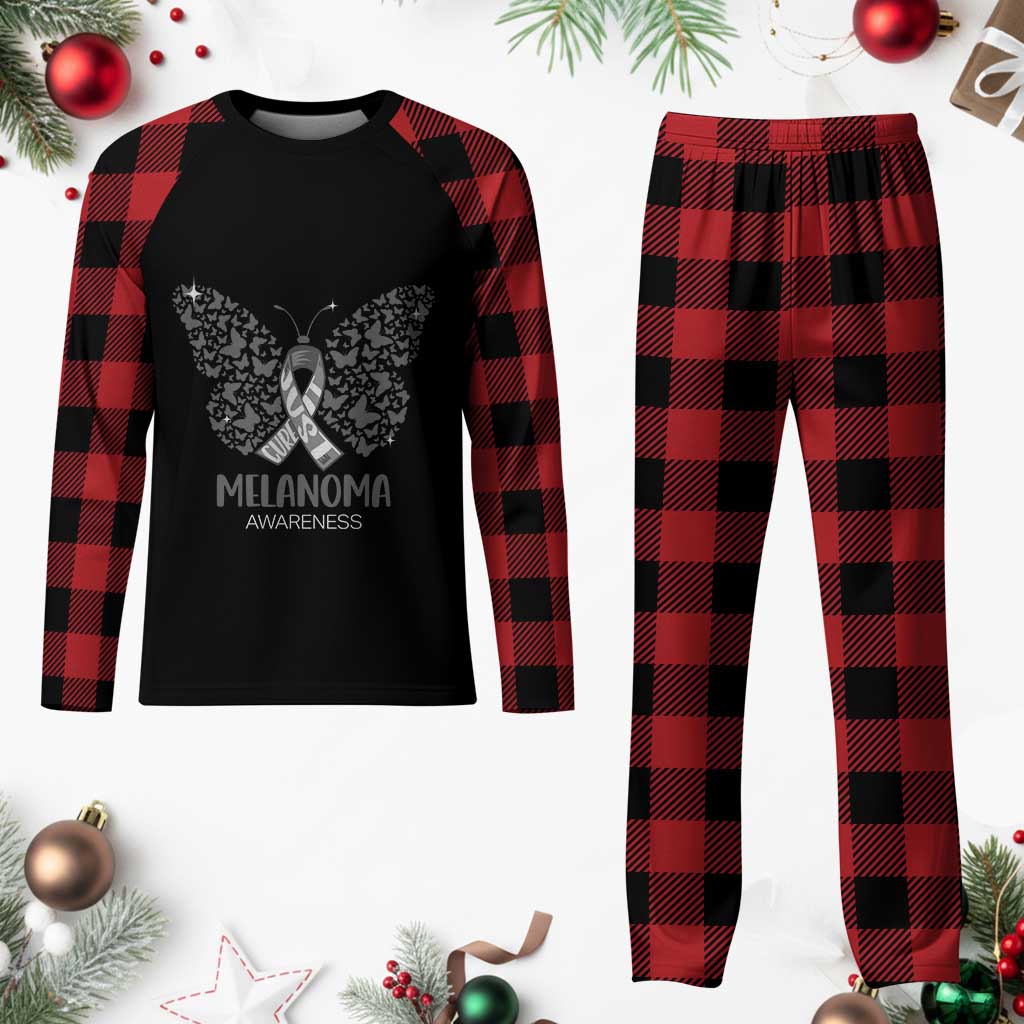 Just Cure It Plaid Pajama Set Melanoma Warrior Butterfly Support TS12 Buffalo Plaid Print Your Wear