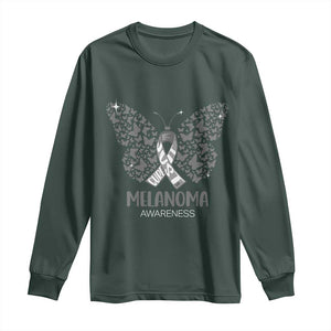 Just Cure It Long Sleeve Shirt Melanoma Warrior Butterfly Support TS12 Dark Forest Green Print Your Wear