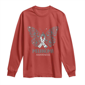 Just Cure It Long Sleeve Shirt Melanoma Warrior Butterfly Support TS12 Red Print Your Wear