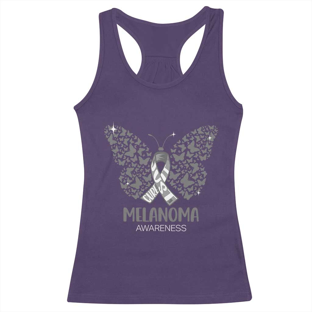 Just Cure It Racerback Tank Top Melanoma Warrior Butterfly Support TS12 Purple Print Your Wear