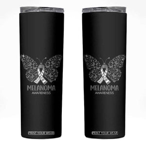 Just Cure It Skinny Tumbler Melanoma Warrior Butterfly Support TS12 Black Print Your Wear