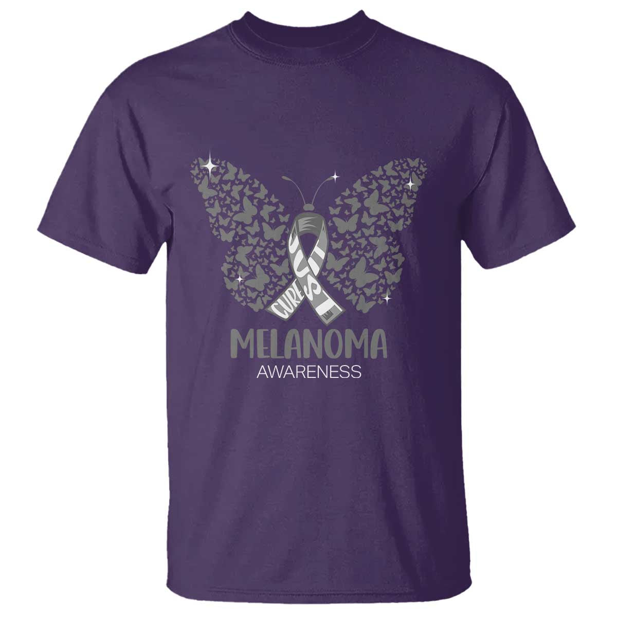 Just Cure It T Shirt Melanoma Warrior Butterfly Support TS12 Purple Print Your Wear