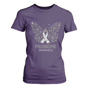 Just Cure It T Shirt For Women Melanoma Warrior Butterfly Support TS12 Purple Print Your Wear