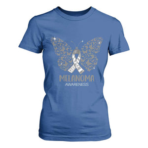 Just Cure It T Shirt For Women Melanoma Warrior Butterfly Support TS12 Royal Blue Print Your Wear