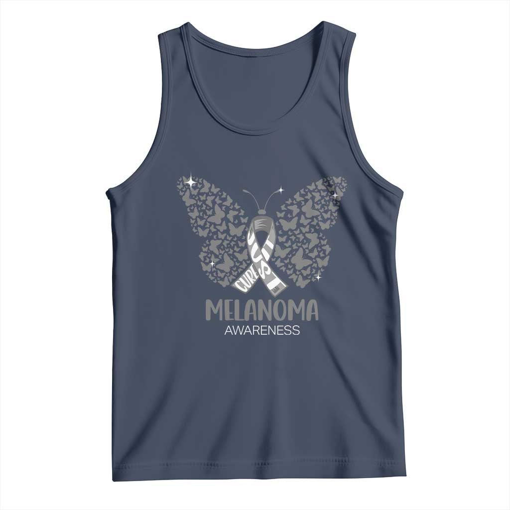Just Cure It Tank Top Melanoma Warrior Butterfly Support TS12 Navy Print Your Wear