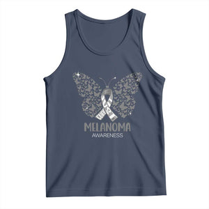 Just Cure It Tank Top Melanoma Warrior Butterfly Support TS12 Navy Print Your Wear