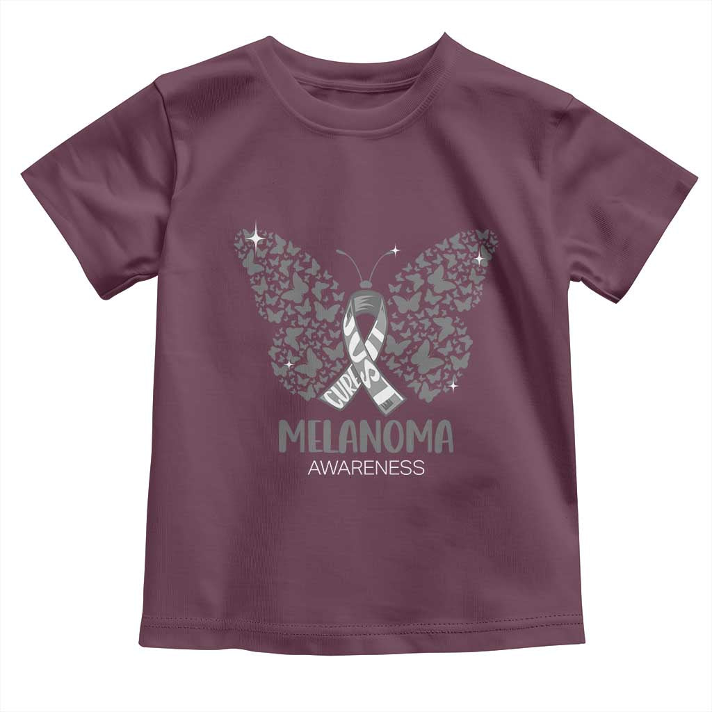 Just Cure It Toddler T Shirt Melanoma Warrior Butterfly Support TS12 Maroon Print Your Wear