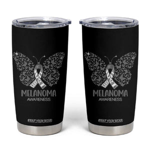 Just Cure It Tumbler Cup Melanoma Warrior Butterfly Support TS12 Black Print Your Wear