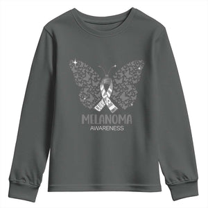 Just Cure It Youth Sweatshirt Melanoma Warrior Butterfly Support TS12 Dark Heather Print Your Wear