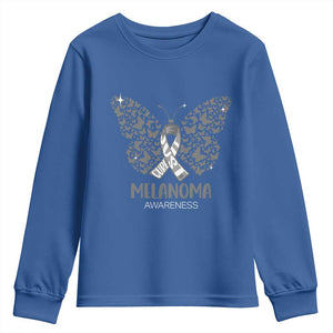 Just Cure It Youth Sweatshirt Melanoma Warrior Butterfly Support TS12 Royal Blue Print Your Wear