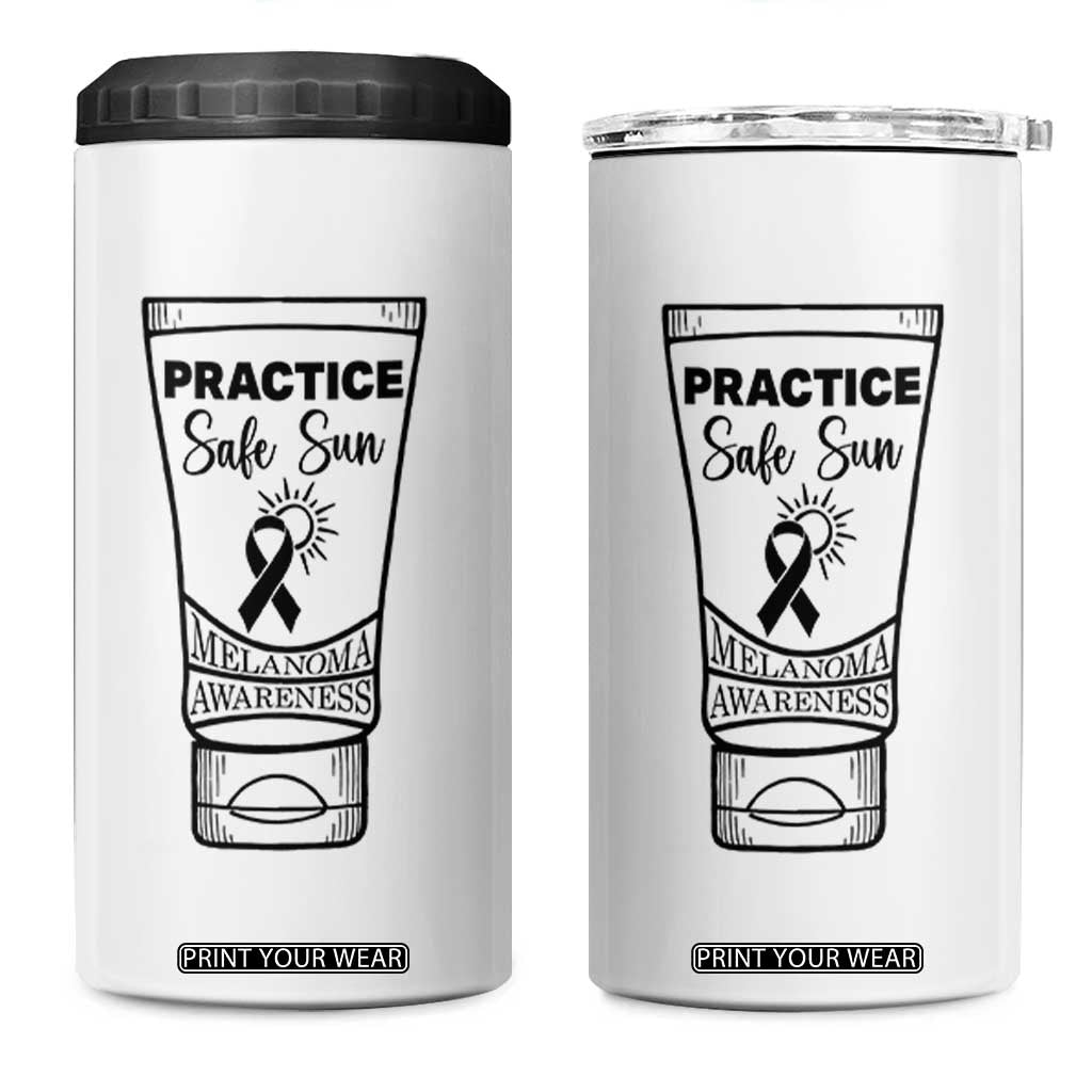 Skin Cancer Prevention 4 in 1 Can Cooler Tumbler Practice Safe Sun Awareness Gift TS12 One Size: 16 oz White Print Your Wear