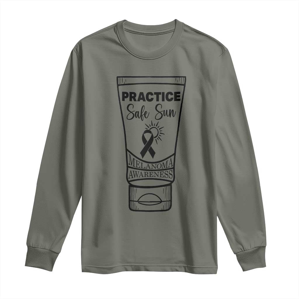 Skin Cancer Prevention Long Sleeve Shirt Practice Safe Sun Awareness Gift TS12 Military Green Print Your Wear