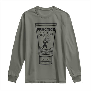 Skin Cancer Prevention Long Sleeve Shirt Practice Safe Sun Awareness Gift TS12 Military Green Print Your Wear