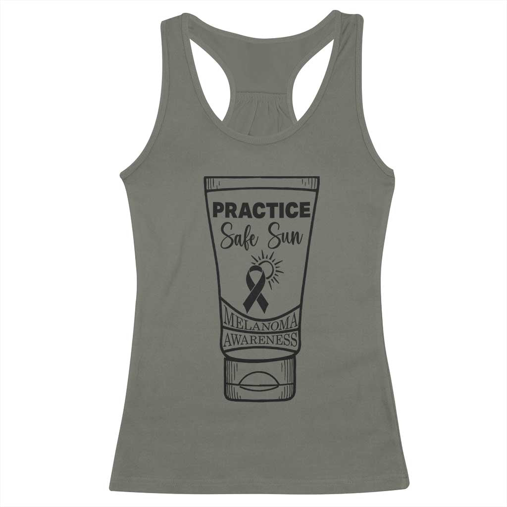 Skin Cancer Prevention Racerback Tank Top Practice Safe Sun Awareness Gift TS12 Military Green Print Your Wear