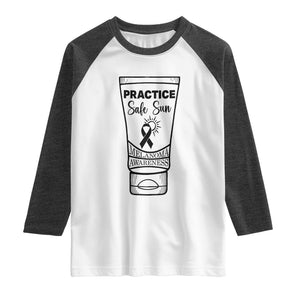 Skin Cancer Prevention Raglan Shirt Practice Safe Sun Awareness Gift TS12 White Heather Charcoal Print Your Wear