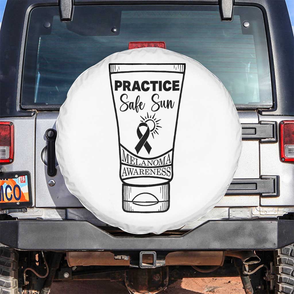 Skin Cancer Prevention Spare Tire Cover Practice Safe Sun Awareness Gift TS12 No hole White Print Your Wear