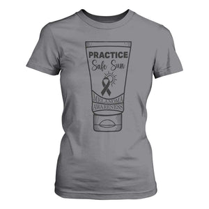 Skin Cancer Prevention T Shirt For Women Practice Safe Sun Awareness Gift TS12 Charcoal Print Your Wear